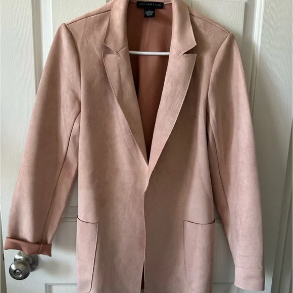 Joan Vass Faux Suede Mauve Jacket, S, Open Front w/ Pockets, NWOT - Picture 1 of 5